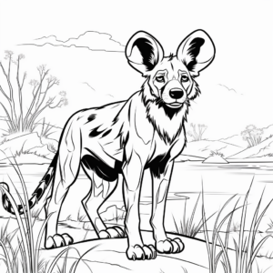 African Wild Dog with Prey Coloring Pages 3