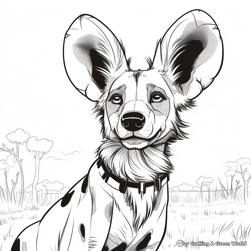 African Wild Dog with Prey Coloring Pages 4