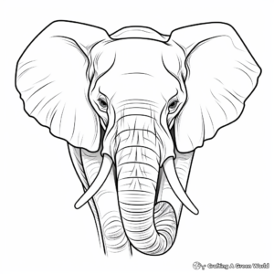 African Wildlife: Elephant Head Coloring Pages 1
