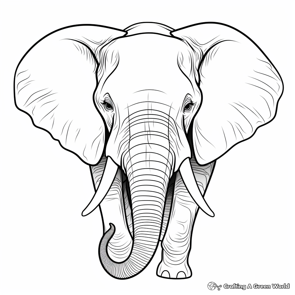African Wildlife: Elephant Head Coloring Pages 3