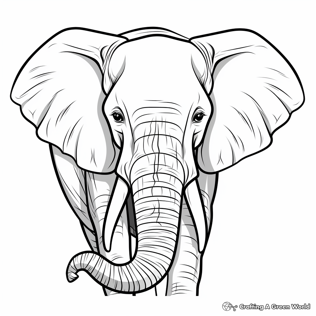 African Wildlife: Elephant Head Coloring Pages 4
