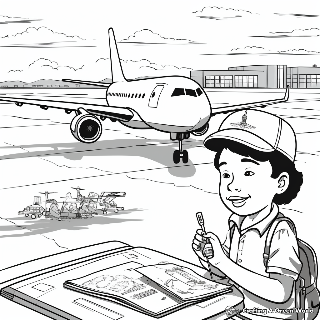 Air Traffic Control Scene Coloring Pages 1