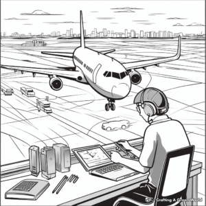 Air Traffic Control Scene Coloring Pages 2