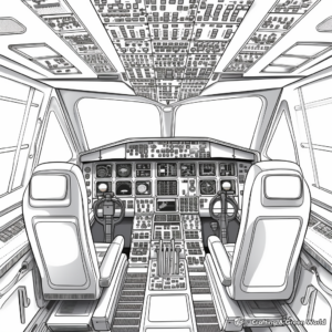 Airplane Cockpit Detail Coloring Pages for Adults 2
