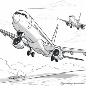 Airplanes in Action: Sky-Scene Coloring Pages 1