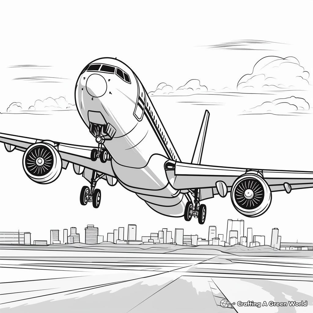 Airplanes in Action: Sky-Scene Coloring Pages 3