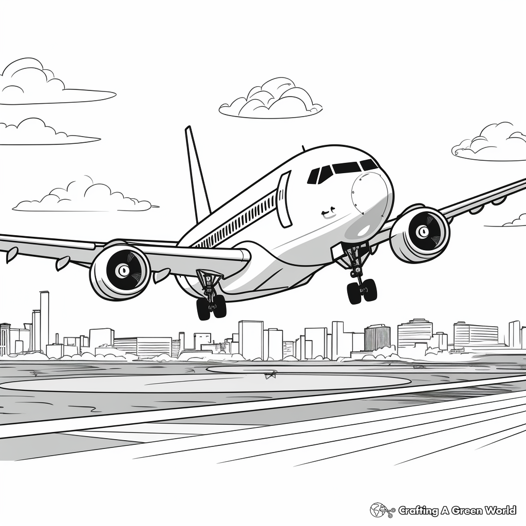 Airplanes in Action: Sky-Scene Coloring Pages 4