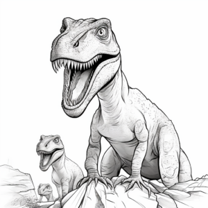 Albertosaurus Family: Adult and Juveniles Coloring Pages 1