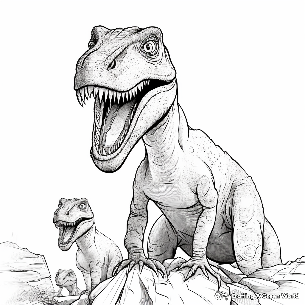 Albertosaurus Family: Adult and Juveniles Coloring Pages 1