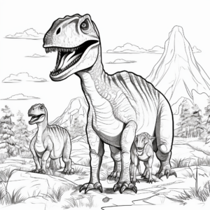 Albertosaurus Family: Adult and Juveniles Coloring Pages 3