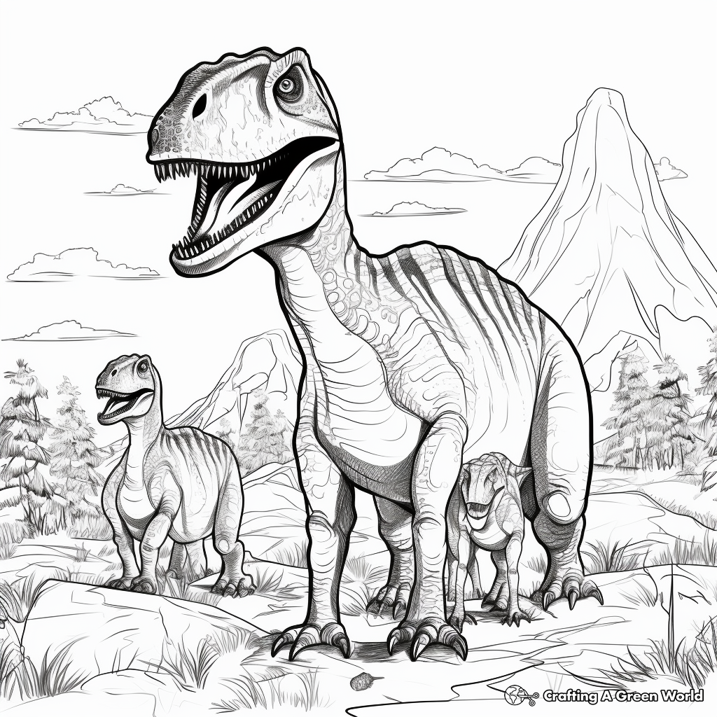 Albertosaurus Family: Adult and Juveniles Coloring Pages 4