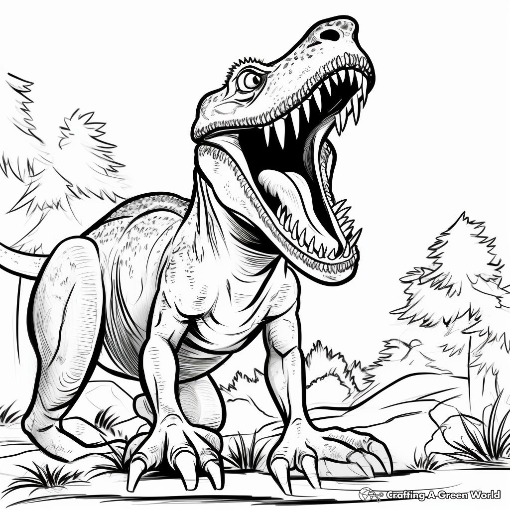 Albertosaurus Roaring in the Wild Coloring Pages 1
