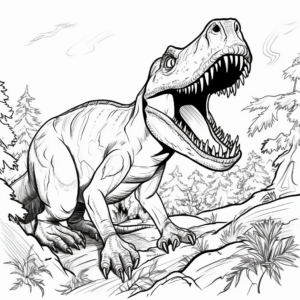 Albertosaurus with Prey Coloring Pages 1