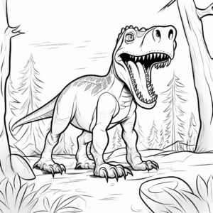 Albertosaurus with Prey Coloring Pages 2