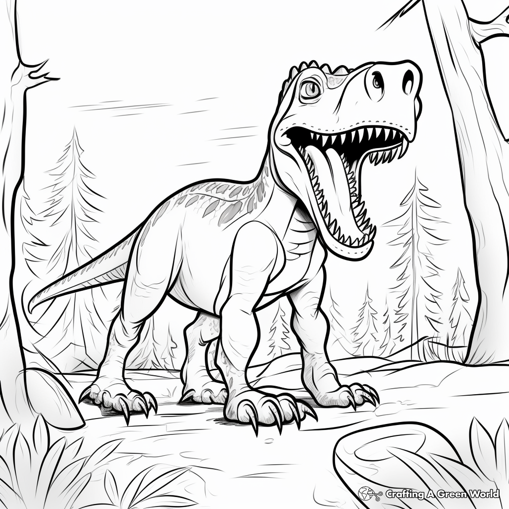 Albertosaurus with Prey Coloring Pages 2