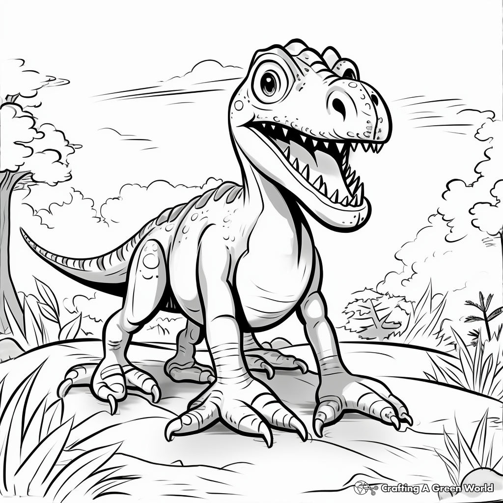 Albertosaurus with Prey Coloring Pages 3