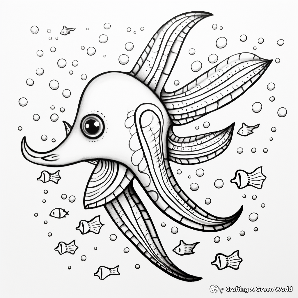 Alebrije Sea Creature Coloring Pages: Seahorse, Jellyfish, and Starfish 1