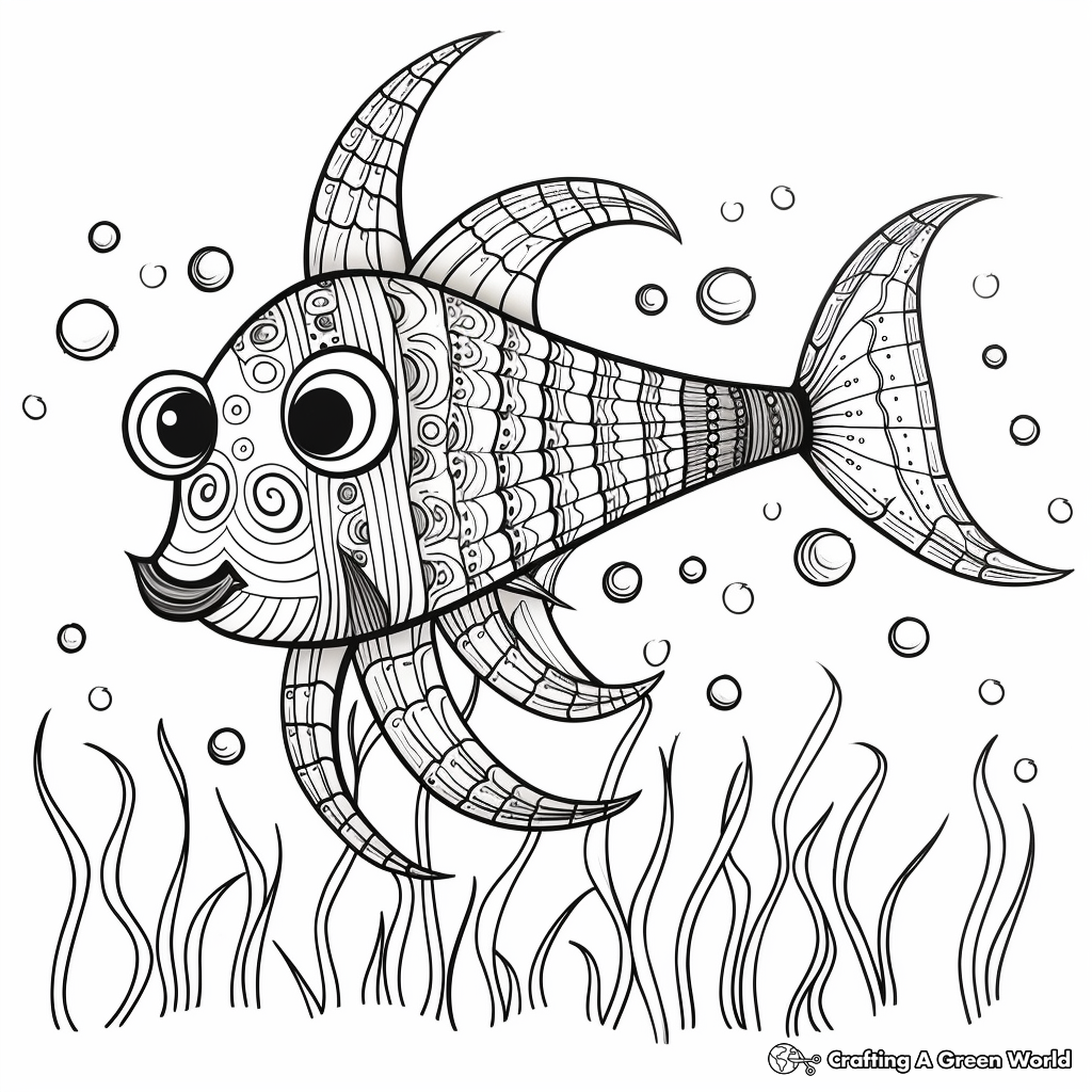 Alebrije Sea Creature Coloring Pages: Seahorse, Jellyfish, and Starfish 4