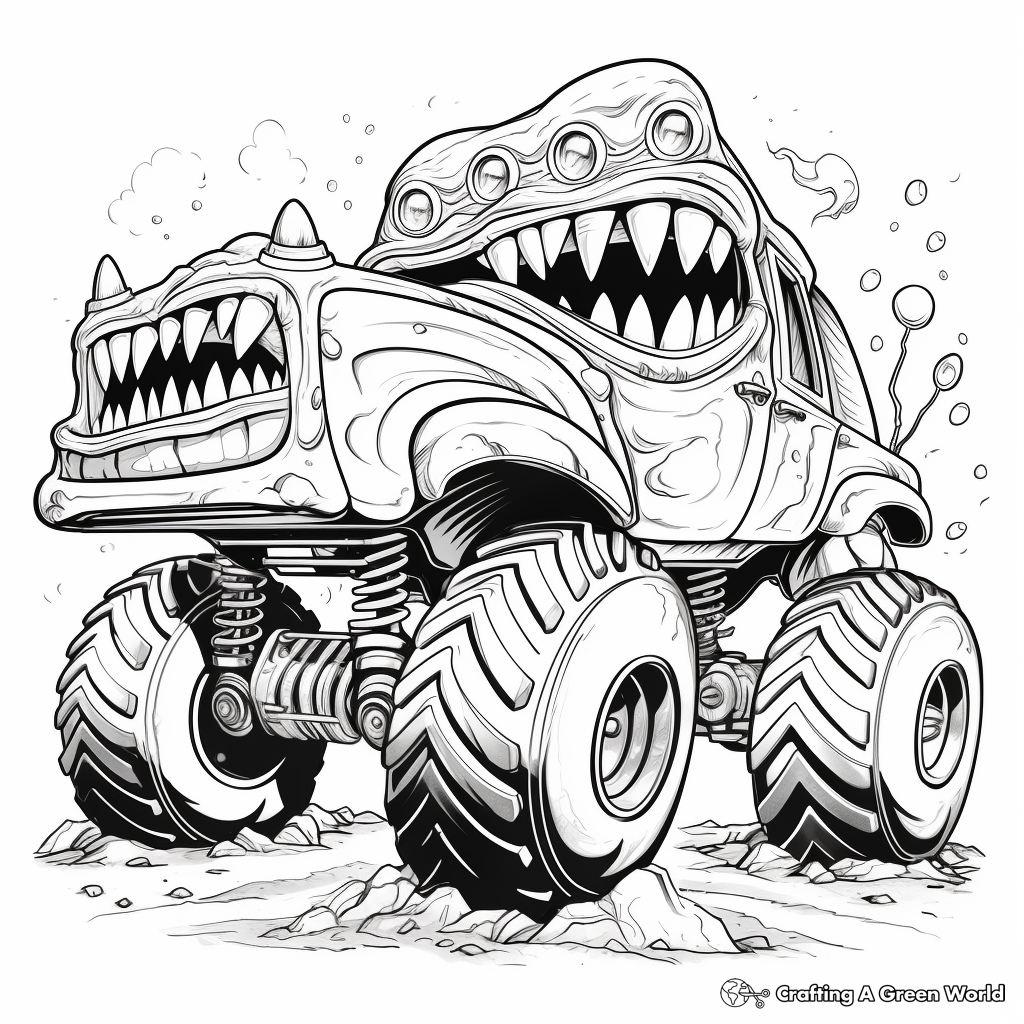 Alien Invasion Monster Truck Coloring Pages 2