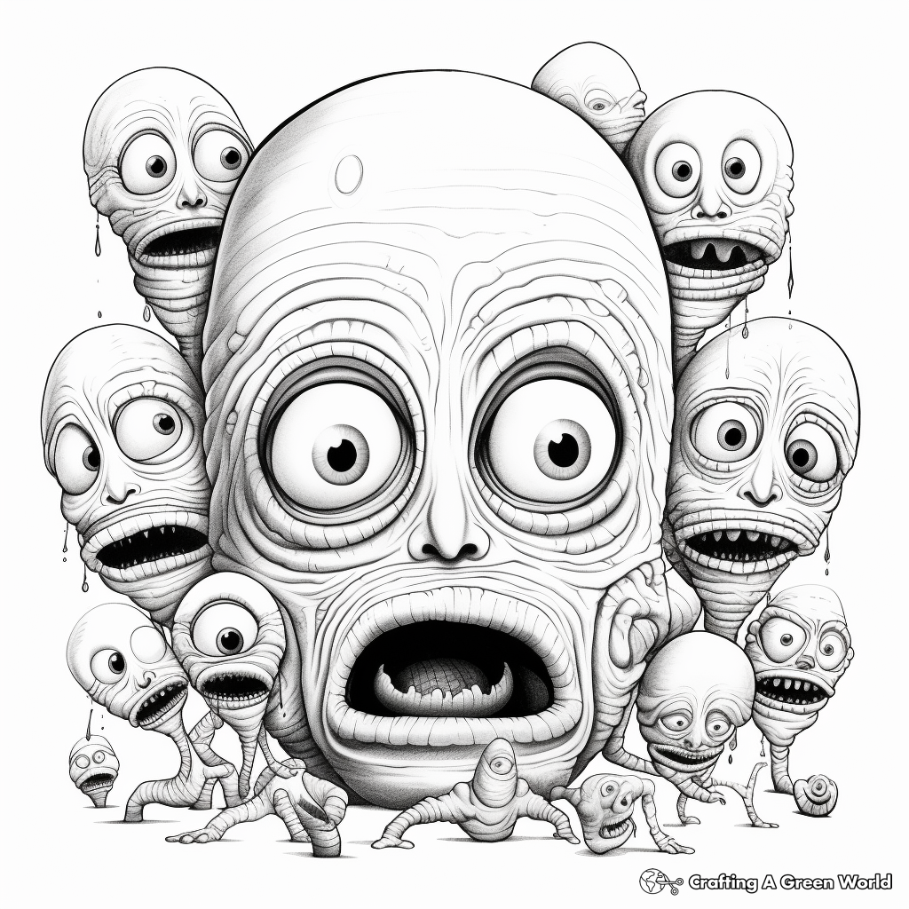 Aliens with Unique Noses Coloring Pages 1