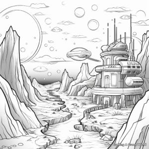 Aliens Worlds: Sci-Fi Coloring Pages for Adults 2