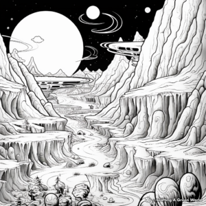 Aliens Worlds: Sci-Fi Coloring Pages for Adults 3