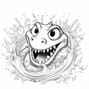 Alligator in Action: Water Chase Coloring Pages 1