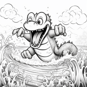 Alligator in Action: Water Chase Coloring Pages 2