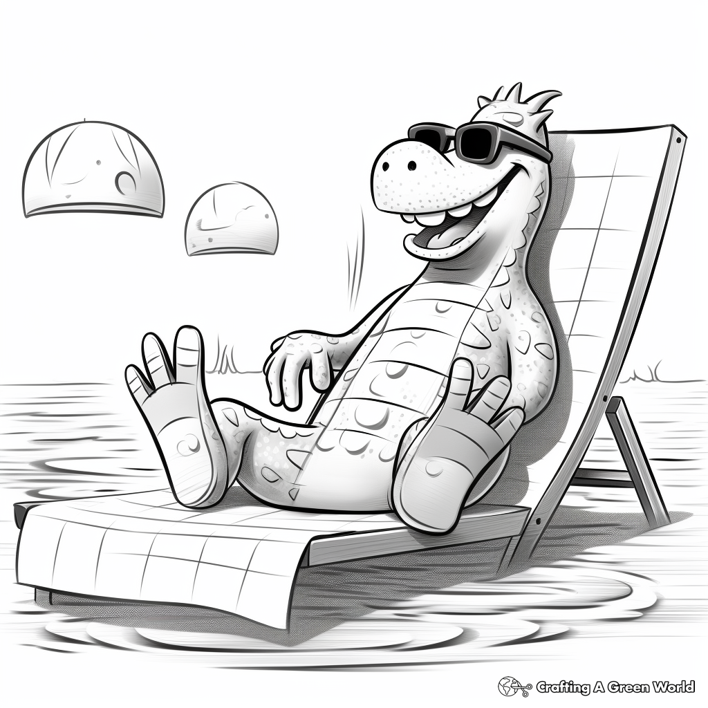 Alligator Sunbathing on the Shore Coloring Pages 1