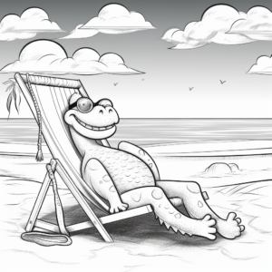 Alligator Sunbathing on the Shore Coloring Pages 3