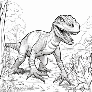 Allosaurus in Its Natural Habitat Coloring Pages 1