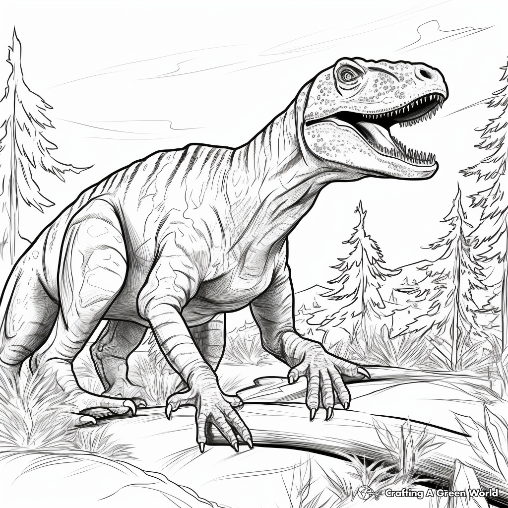Allosaurus in Its Natural Habitat Coloring Pages 2