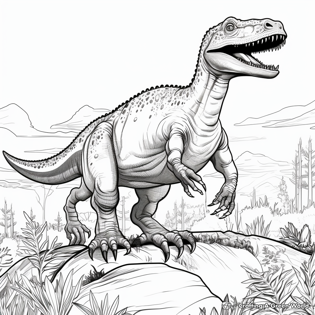 Allosaurus in Its Natural Habitat Coloring Pages 4