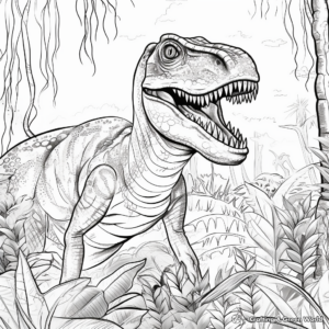 Allosaurus in the Jungle Scene Coloring Pages 4