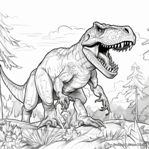 Allosaurus Vs T-Rex Battle Scene Coloring Pages 3