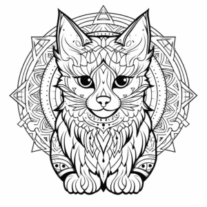 Alluring Abyssinian Cat Mandala Coloring Pages 1