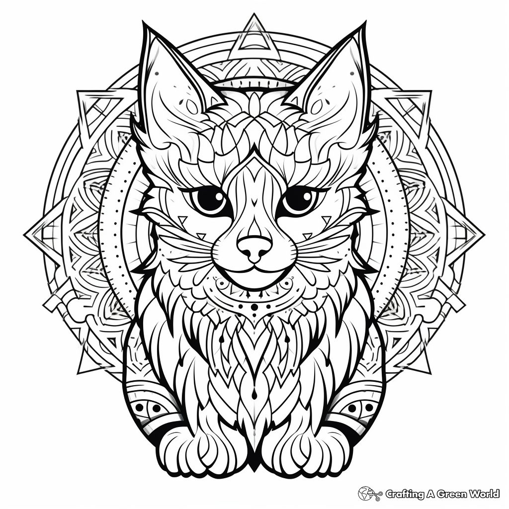 Alluring Abyssinian Cat Mandala Coloring Pages 1