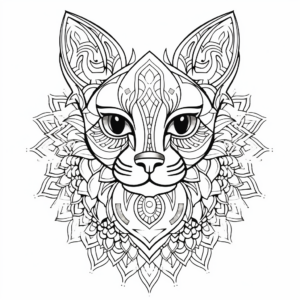 Alluring Abyssinian Cat Mandala Coloring Pages 3