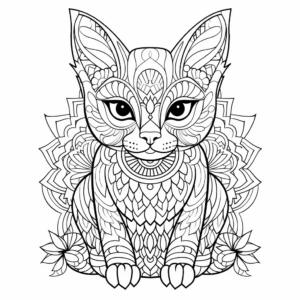 Alluring Abyssinian Cat Mandala Coloring Pages 4