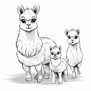 Alpaca Family Coloring Pages: Male, Female, and Cria 1