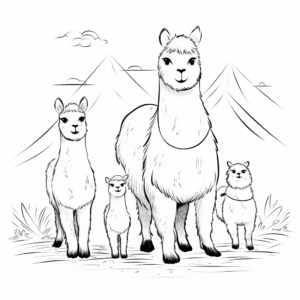 Alpaca Family Coloring Pages: Male, Female, and Cria 3