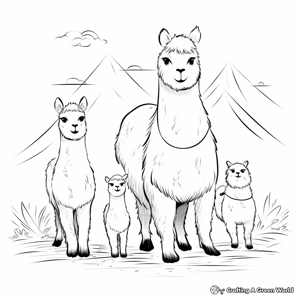 Alpaca Family Coloring Pages: Male, Female, and Cria 3