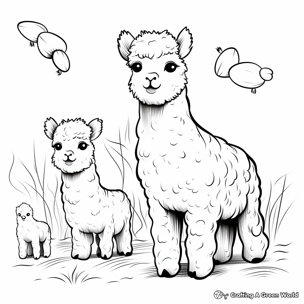 Alpaca with Traditional Peruvian Accessories Coloring Pages 1