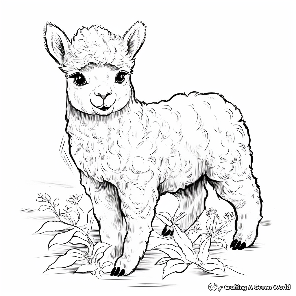Alpaca with Traditional Peruvian Accessories Coloring Pages 3