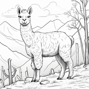 Alpacas In the Andes Mountains Coloring Pages 2