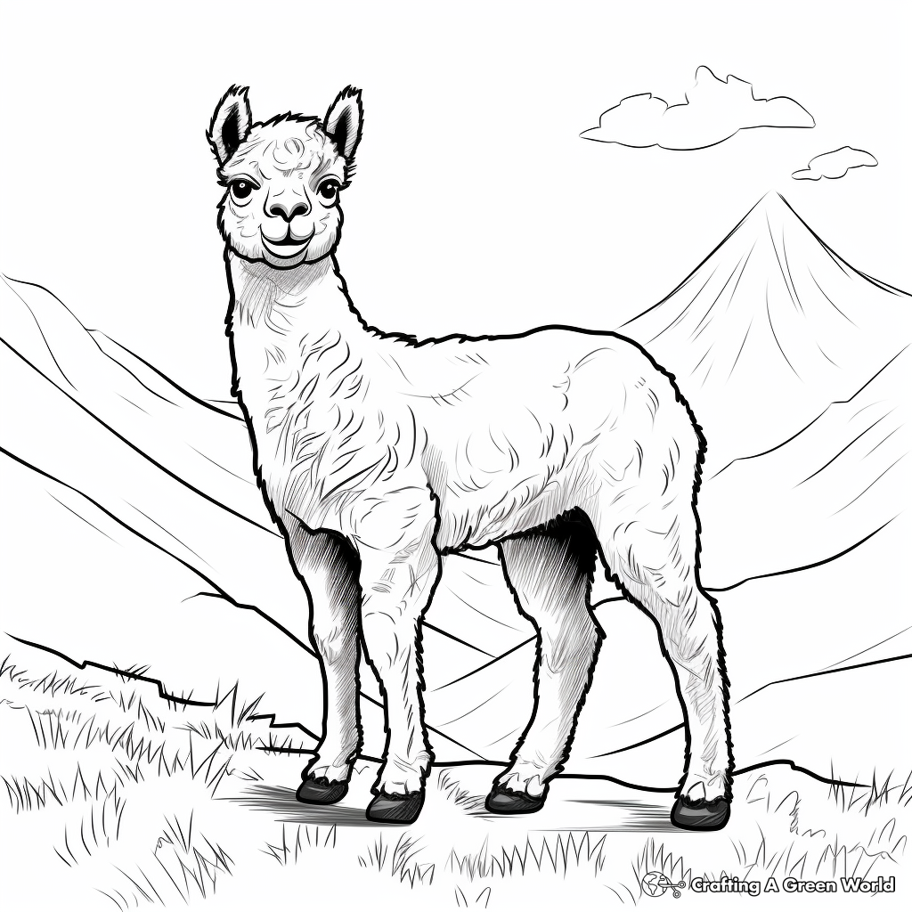 Alpacas In the Andes Mountains Coloring Pages 3