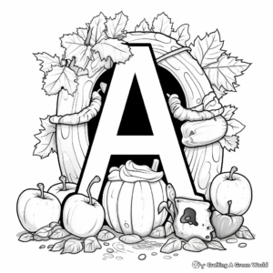 Alphabet A' with Acorn Coloring Pages 4