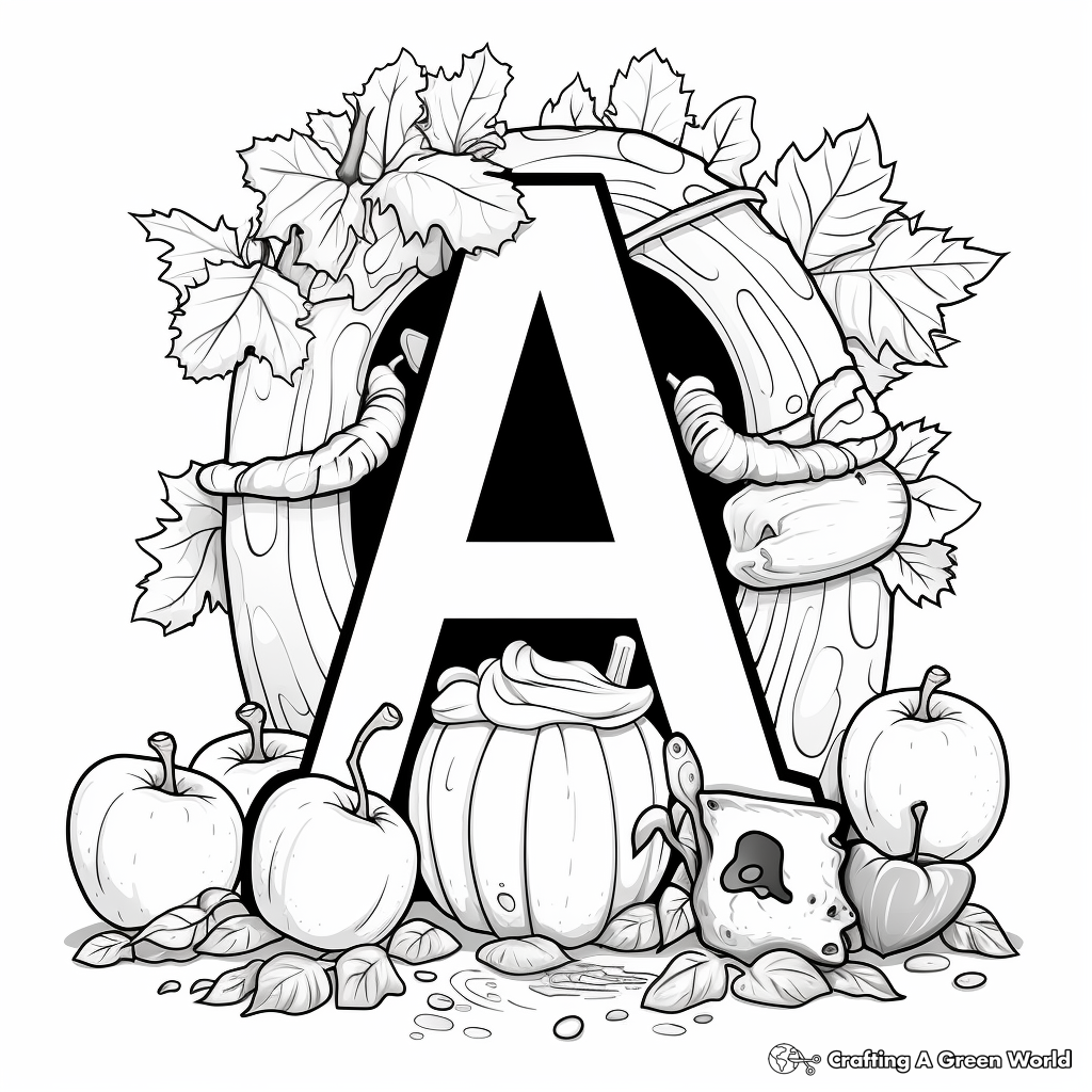 Alphabet A' with Acorn Coloring Pages 4
