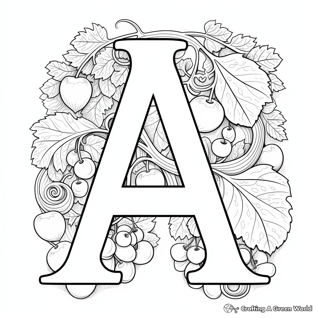 Alphabet Coloring Page: A for Apricot 3