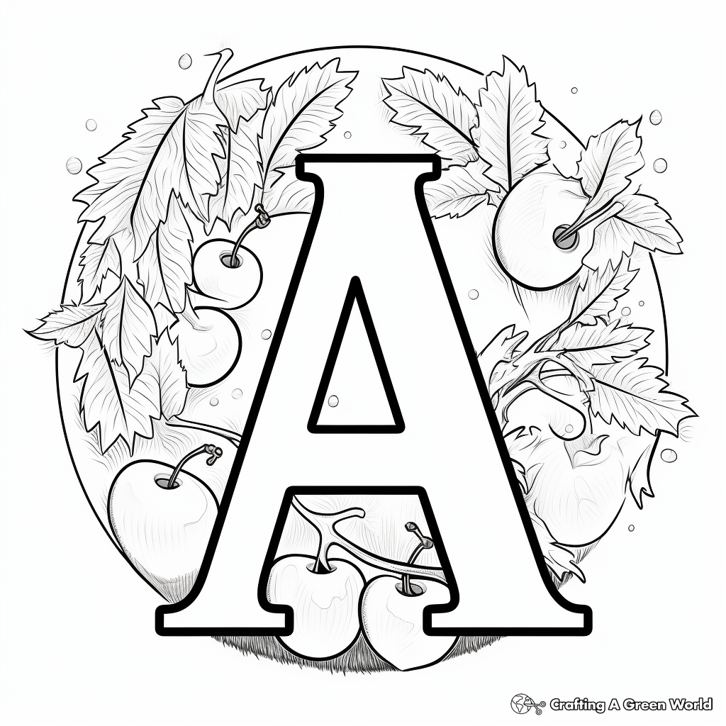Alphabet Coloring Page: A for Apricot 4